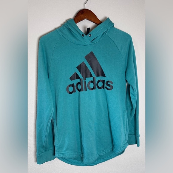 Adidas Essentials men’s casual Teal Hoodie with Black Logo size large - Picture 1 of 5